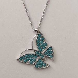 925 Silver turquoise butterfly necklace